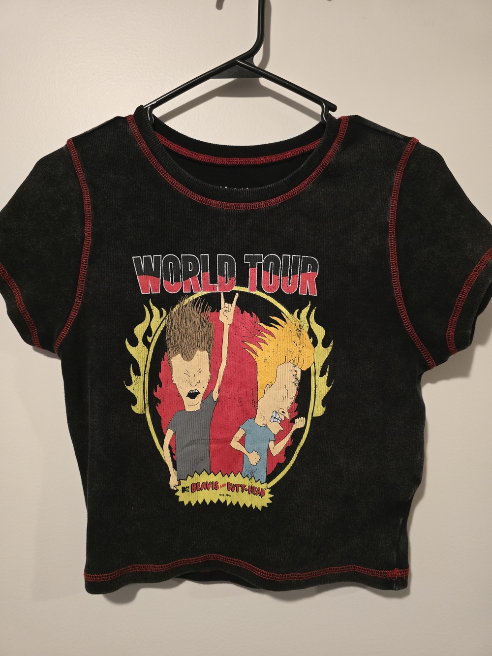 Beavis & Butthead 'World Tour' Graphic Crop Tee